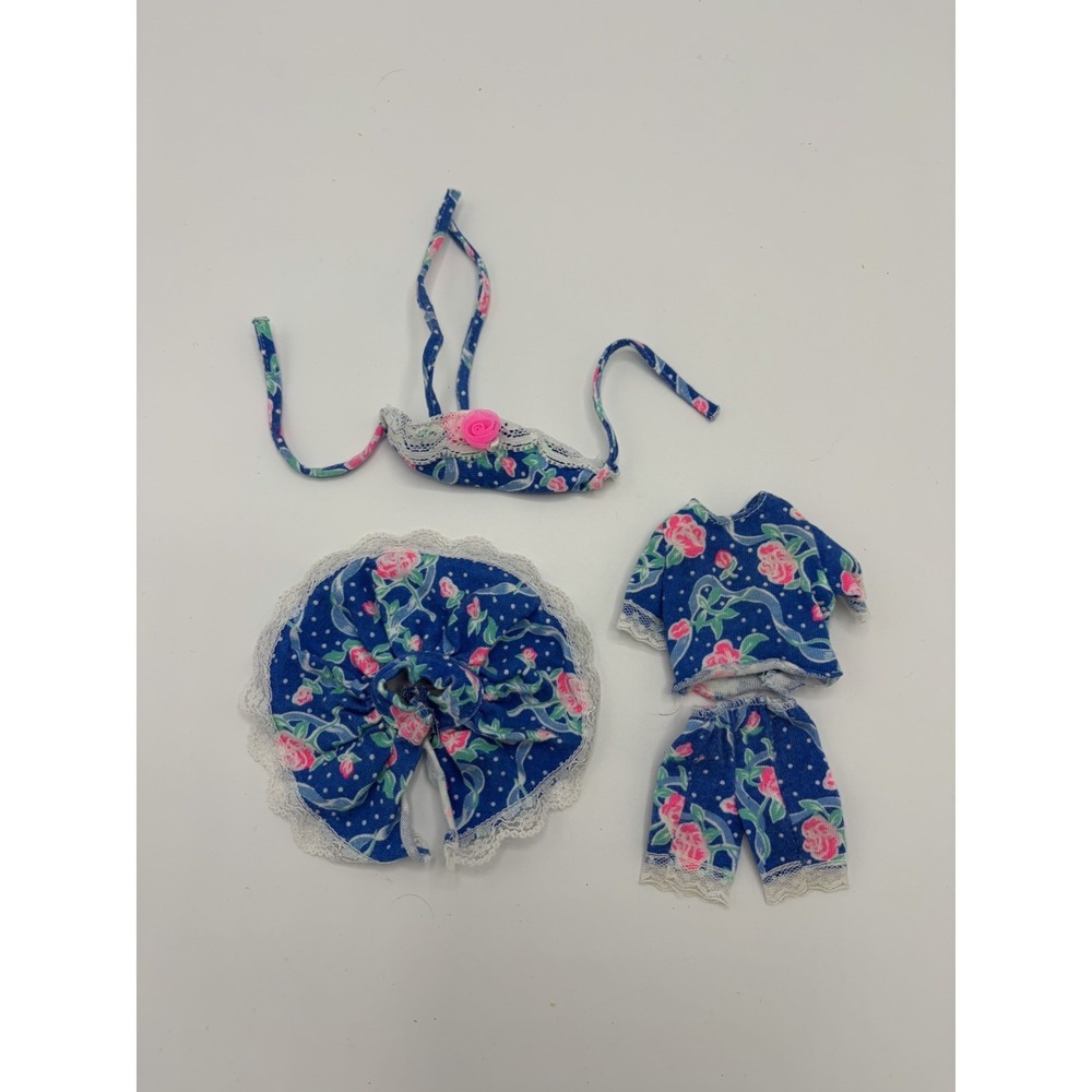 Small Doll Clothes Lot Blue‎ White Lace Floral Dress Clothing